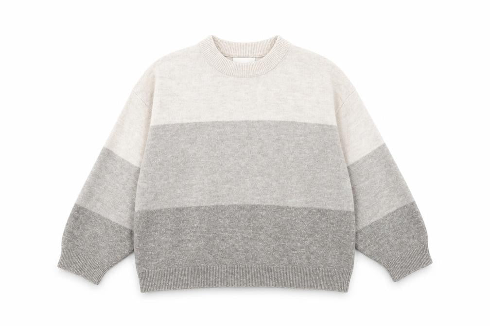 Front view of H&M Women's Grey Striped jumper, size M