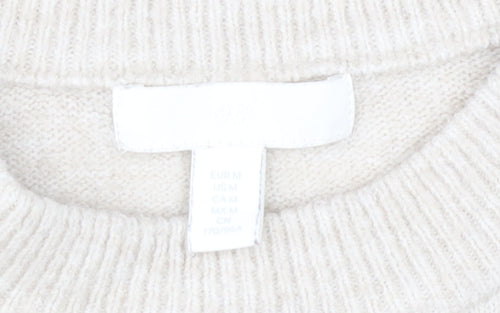 H&M Women's Grey Striped Pullover Jumper, Size M