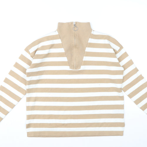 Gianni Feraud Women's Beige Striped Pullover Jumper