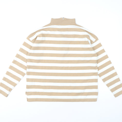 Gianni Feraud Women's Beige Striped Pullover Jumper