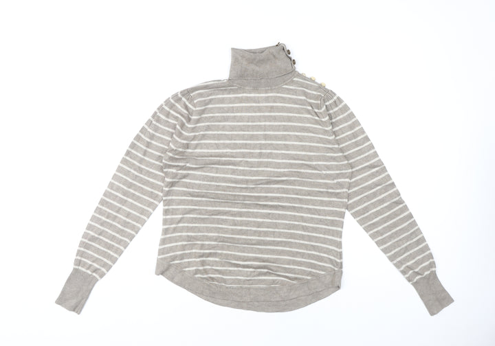 Warehouse Women's Beige Roll Neck Jumper, UK 14