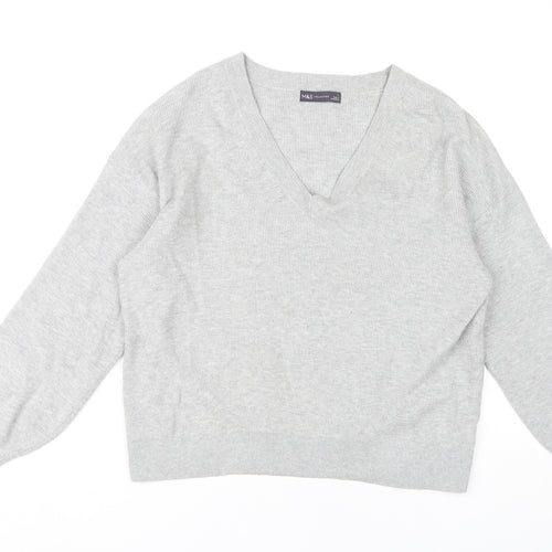 Marks and Spencer Women’s Grey V-Neck Jumper Large