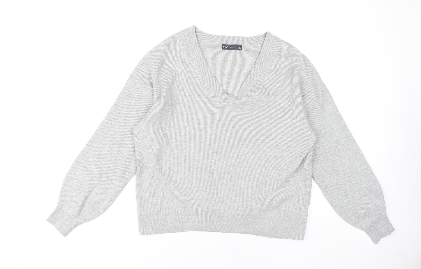 Marks and Spencer Women’s Grey V-Neck Jumper Large
