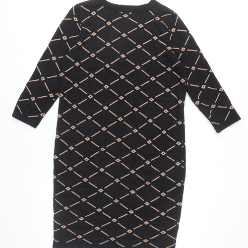 Zilch Women's Black Geometric Shift Dress L