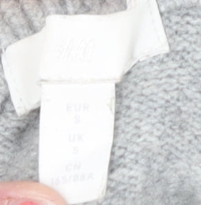 H&M Women's Grey Mock Neck Puff Sleeve Jumper, S