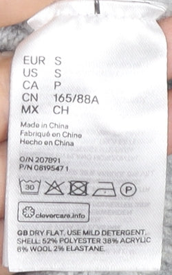 H&M Women's Grey Mock Neck Puff Sleeve Jumper, S