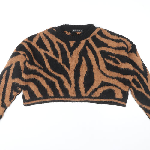PrettyLittleThing Women's Brown Animal Print Pullover M