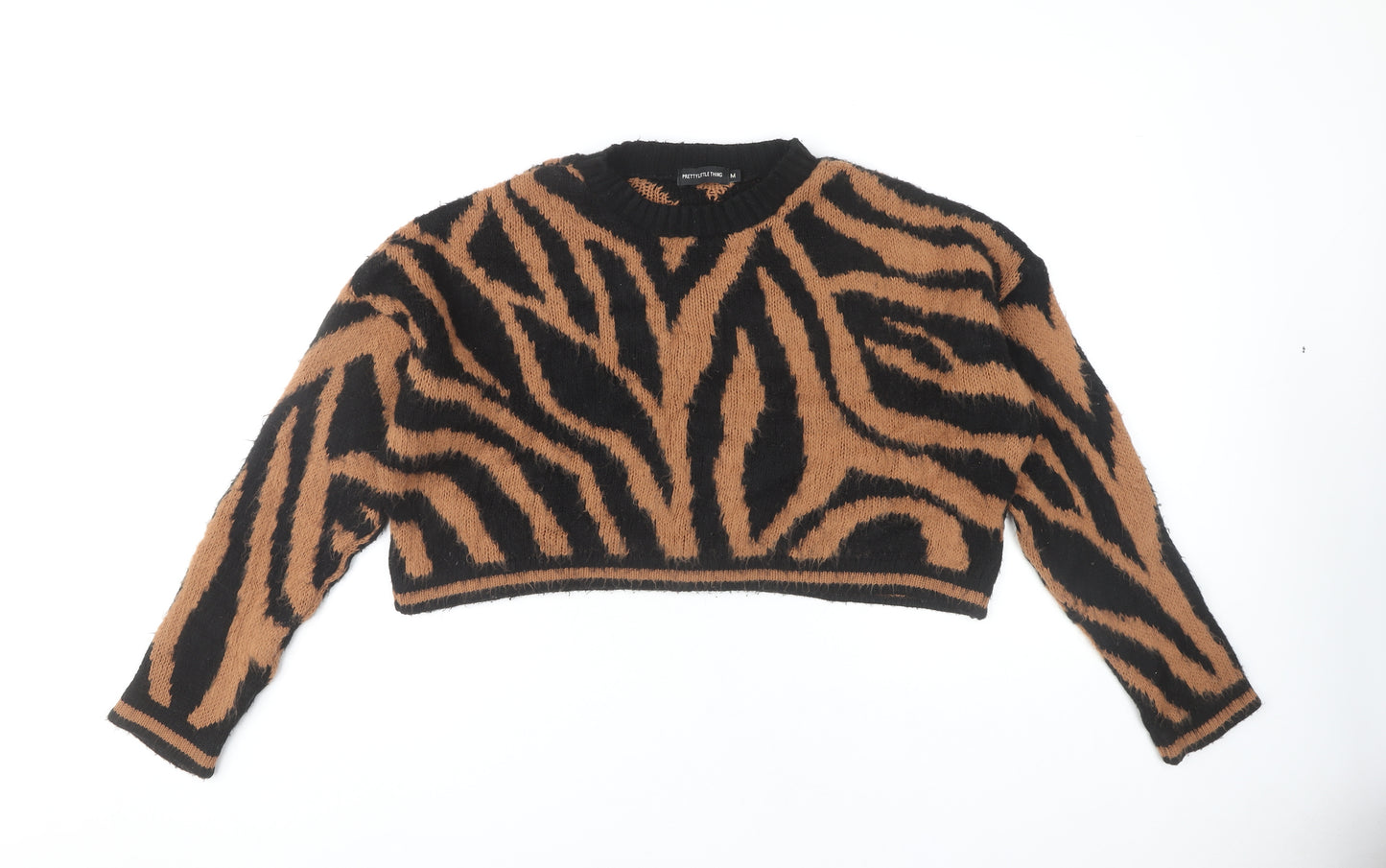 PrettyLittleThing Women's Brown Animal Print Pullover M