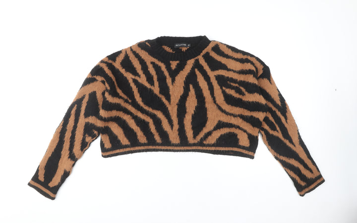 PrettyLittleThing Women's Brown Animal Print Pullover M