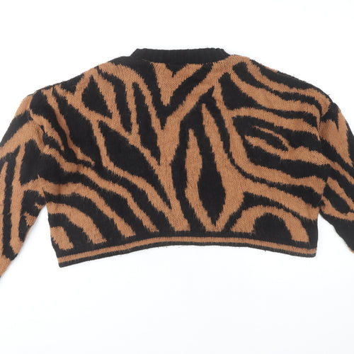 PrettyLittleThing Women's Brown Animal Print Pullover M