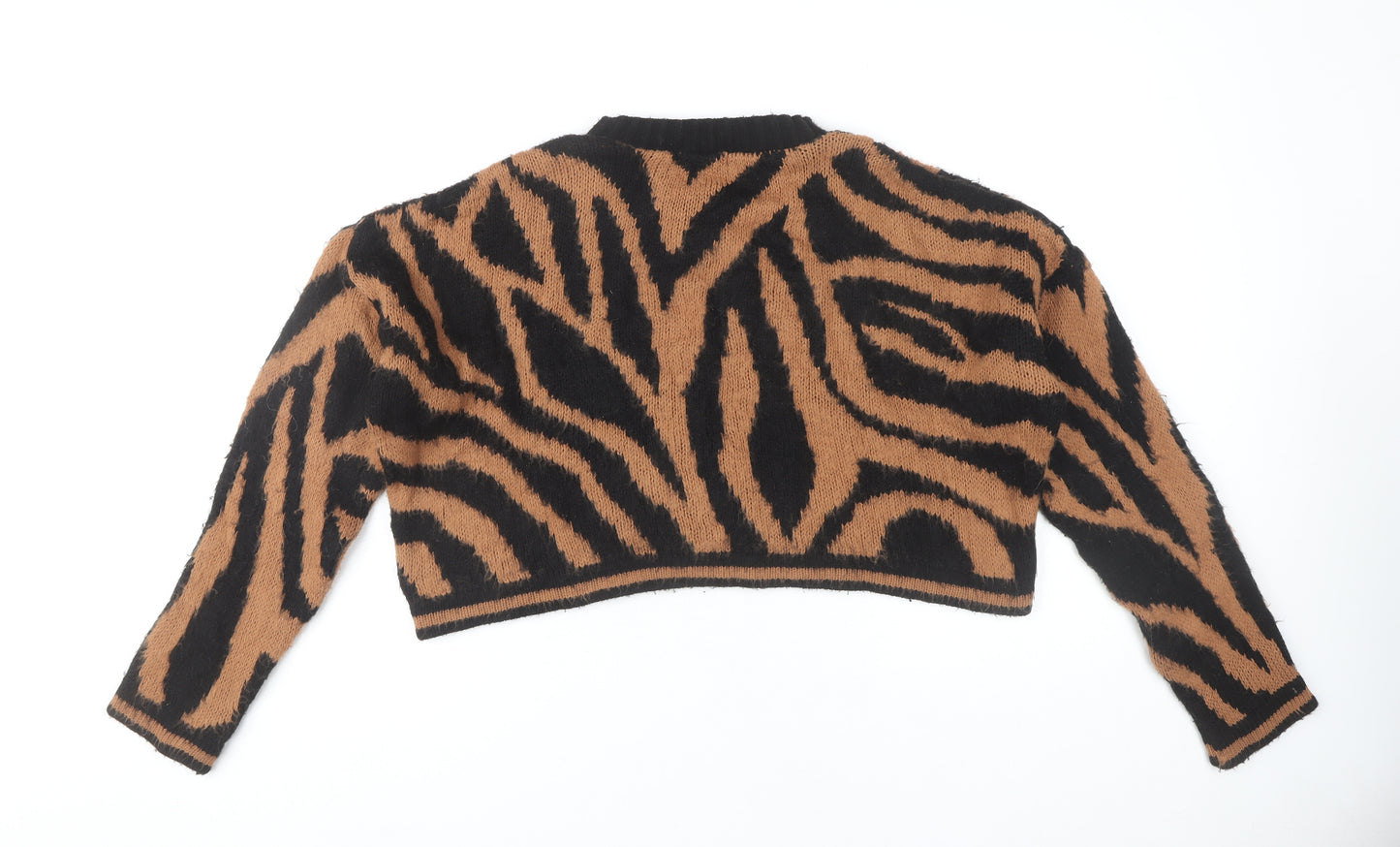 PrettyLittleThing Women's Brown Animal Print Pullover M