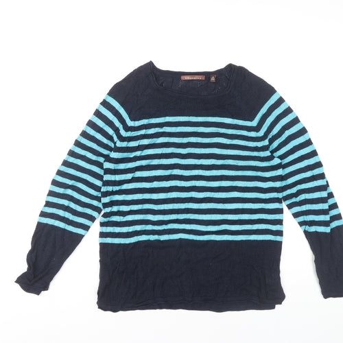 525 America Women's Blue Striped Pullover Jumper Size 14