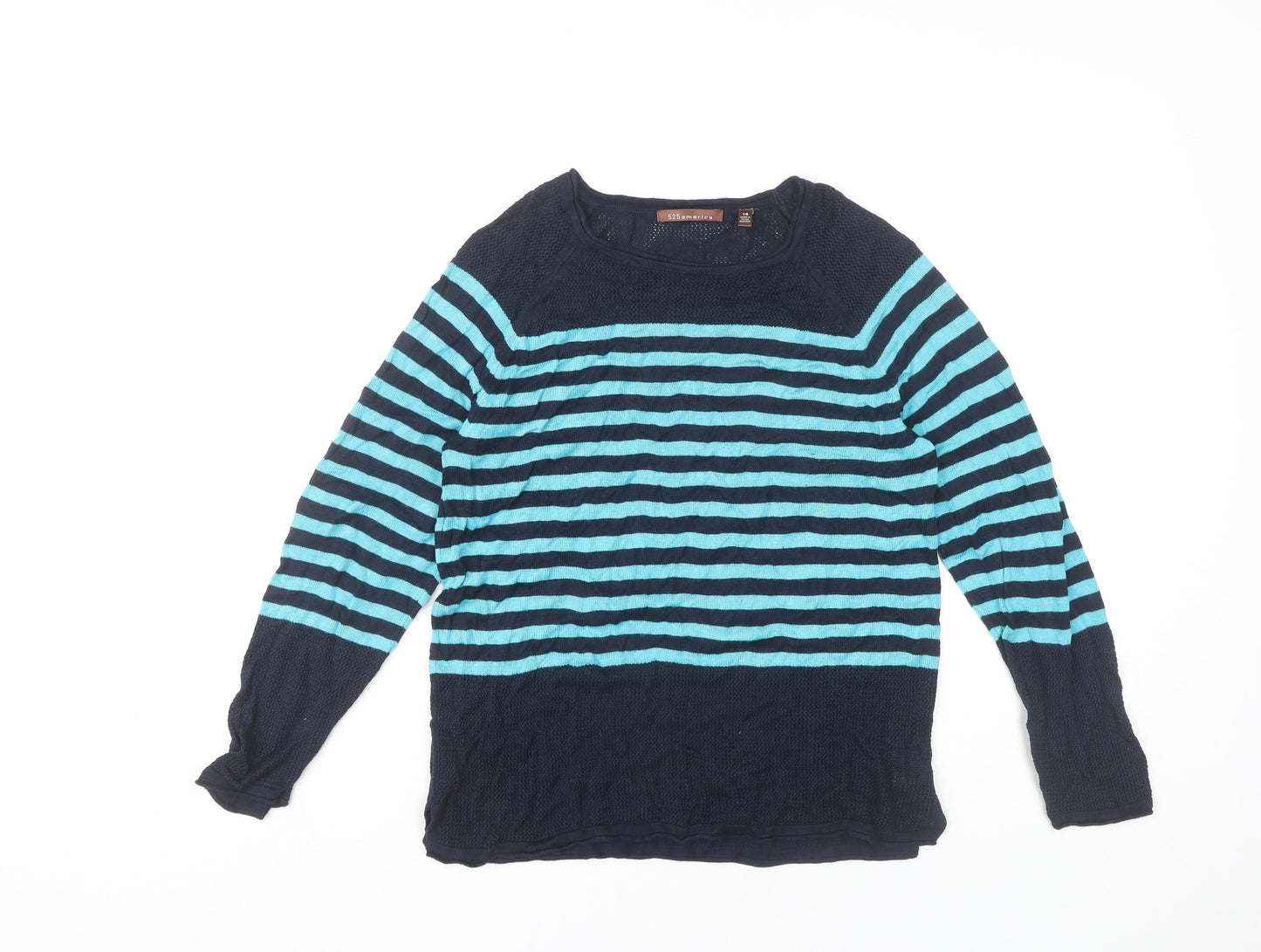 525 America Women's Blue Striped Pullover Jumper Size 14