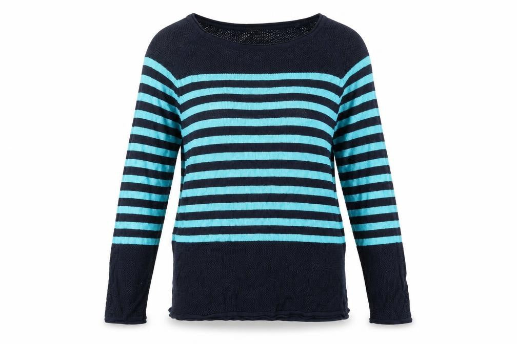 Front view of 525 America Women's Blue Striped jumper, size 14