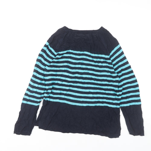 525 America Women's Blue Striped Pullover Jumper Size 14