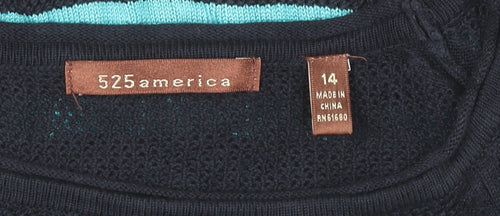 525 America Women's Blue Striped Pullover Jumper Size 14