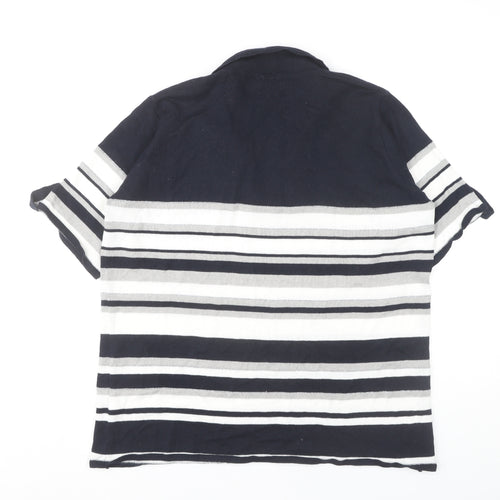 Afibel Women's Striped Polo Top Black White Size 16/18