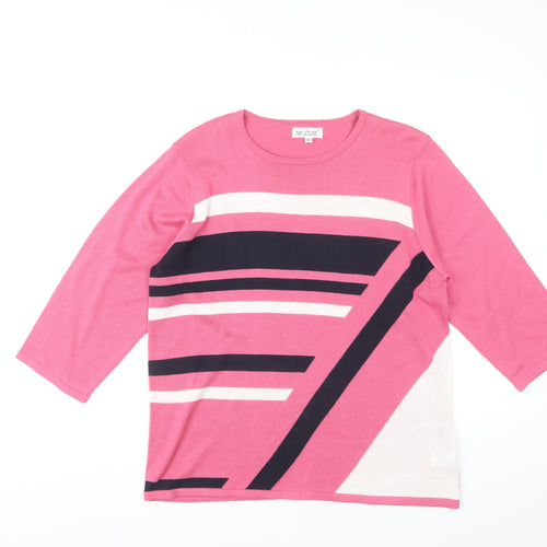 Fay Louise Women's Pink Striped Pullover Jumper L