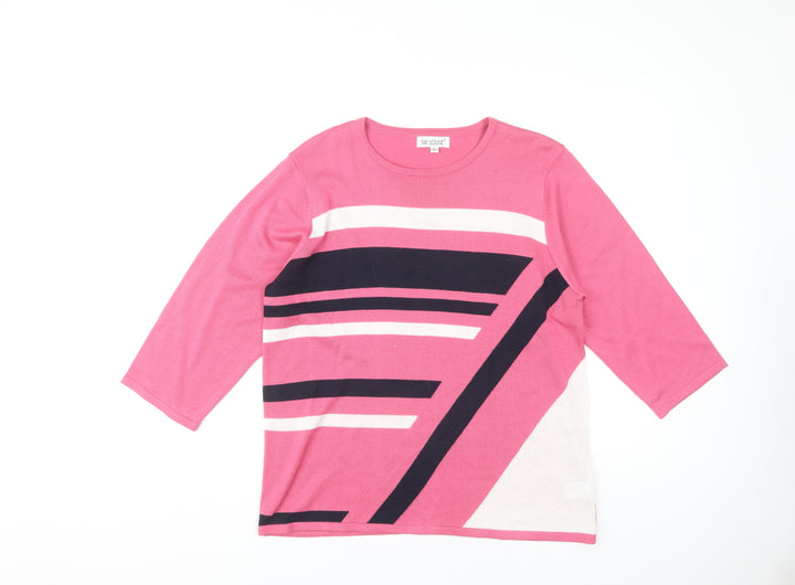 Fay Louise Women's Pink Striped Pullover Jumper L