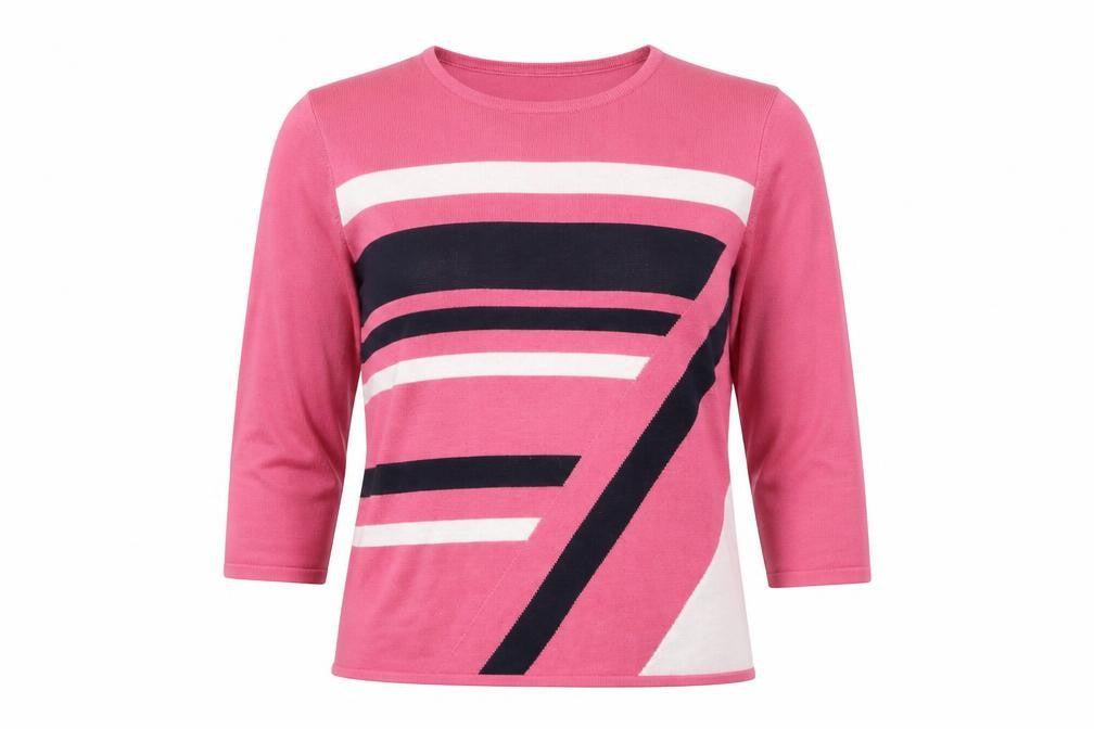 Front view of Fay Louise Women's Pink Striped jumper L
