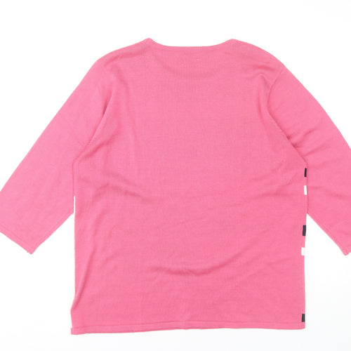 Fay Louise Women's Pink Striped Pullover Jumper L