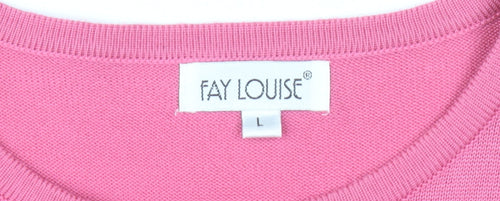 Fay Louise Women's Pink Striped Pullover Jumper L