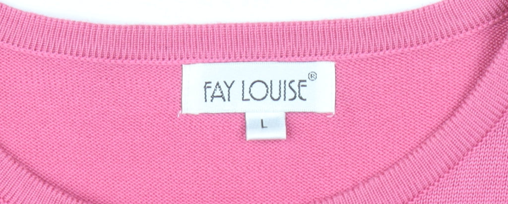 Fay Louise Women's Pink Striped Pullover Jumper L