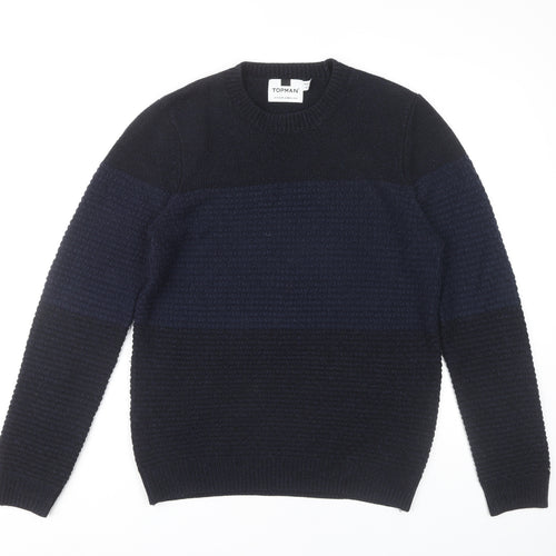 Topman Men's Blue Pullover Jumper, Size S, Crew Neck