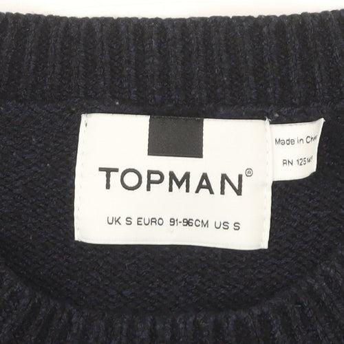 Topman Men's Blue Pullover Jumper, Size S, Crew Neck