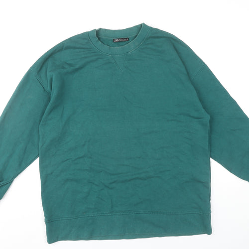 Zara Women's Green Pullover Sweatshirt Size 8