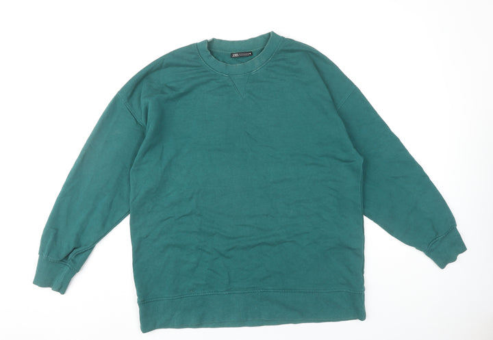 Zara Women's Green Pullover Sweatshirt Size 8