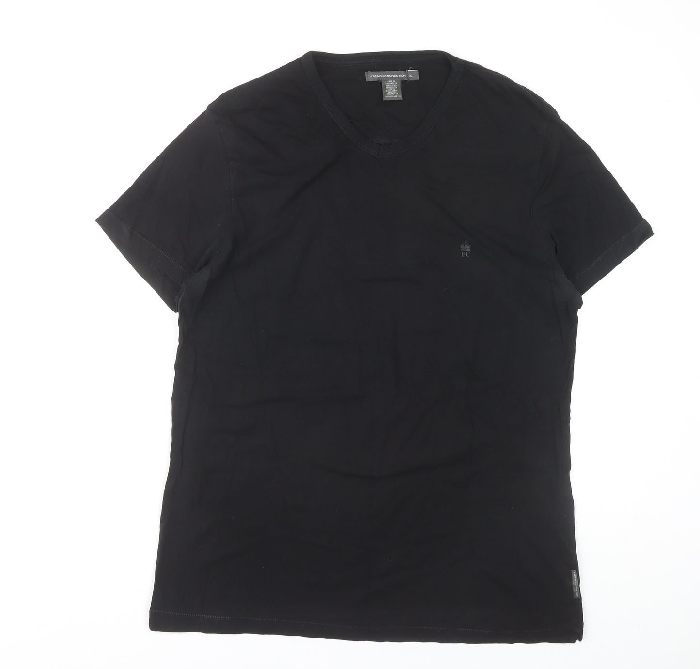 French Connection Men’s Black XL Round Neck T-Shirt