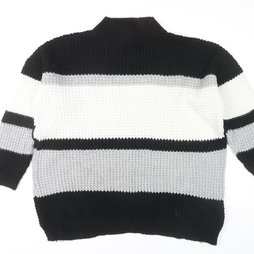 PrettyLittleThing Women's Black Striped Jumper M
