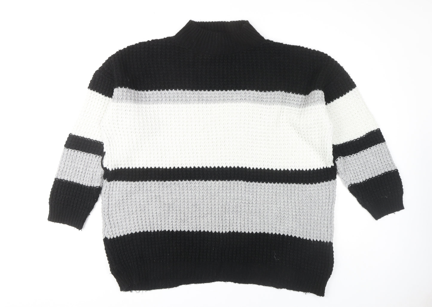 PrettyLittleThing Women's Black Striped Jumper M
