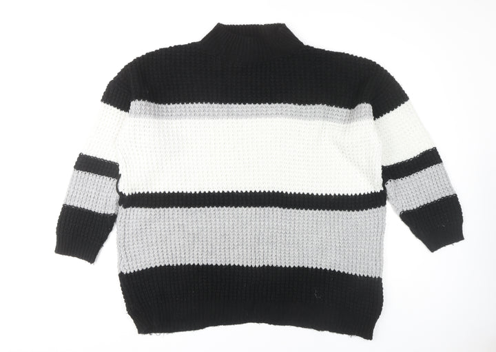 PrettyLittleThing Women's Black Striped Jumper M