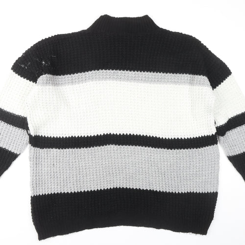 PrettyLittleThing Women's Black Striped Jumper M