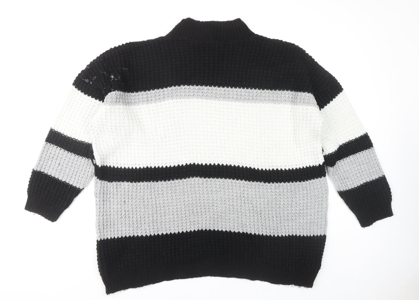 PrettyLittleThing Women's Black Striped Jumper M