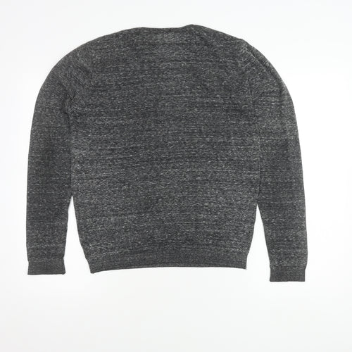 Topman Men's Grey Long Sleeve Crew Neck T-Shirt S