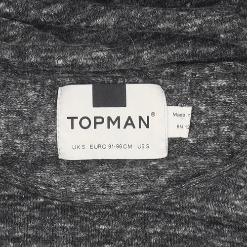 Topman Men's Grey Long Sleeve Crew Neck T-Shirt S