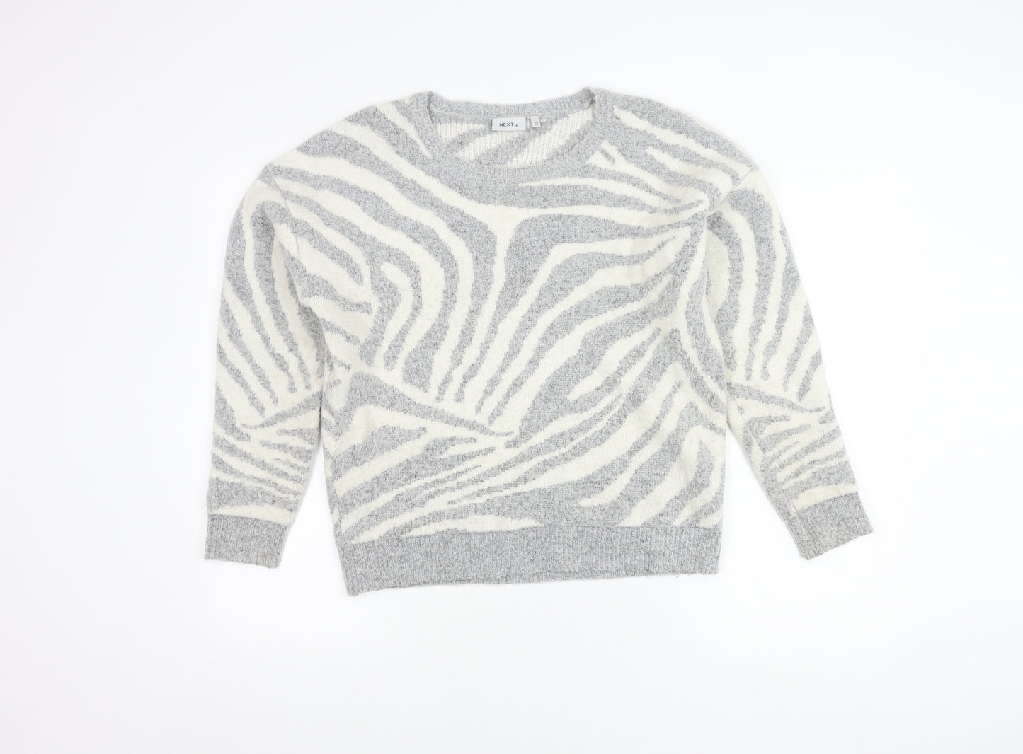 Next Women's Grey Zebra Jumper Pullover Size 12
