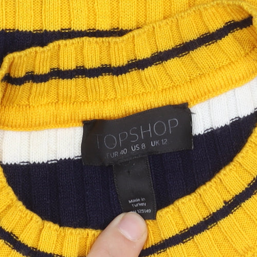 Topshop Women's Multicoloured Stripe Knit Jumper Size 12