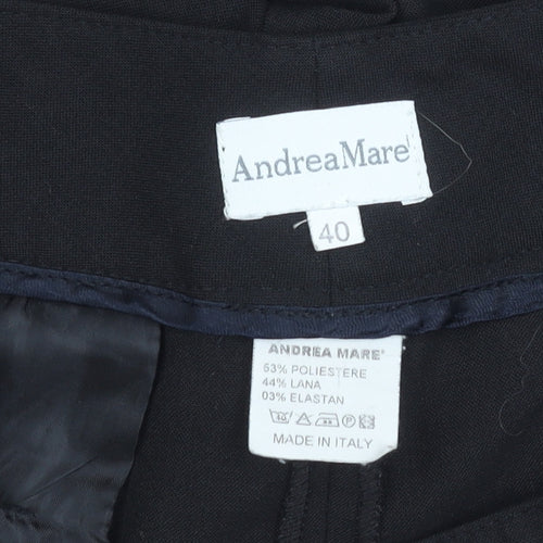 Andrea Mare Women's Black Trousers Size 12 Wool Blend