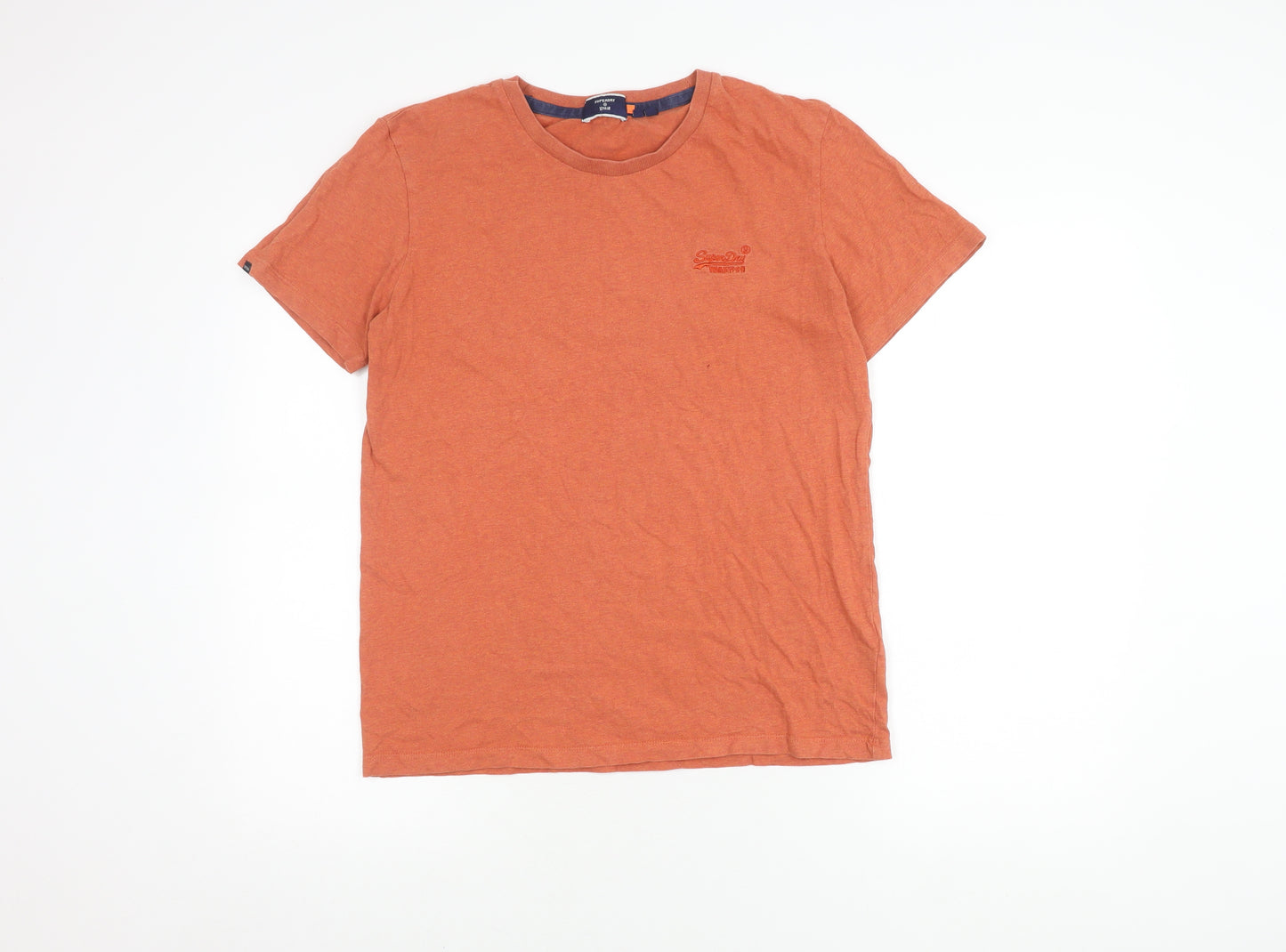 Superdry Men's Orange Logo T-Shirt, Size M, Cotton Crew Neck