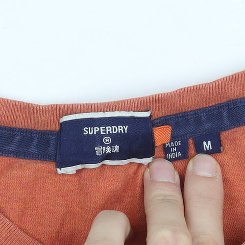 Superdry Men's Orange Logo T-Shirt, Size M, Cotton Crew Neck