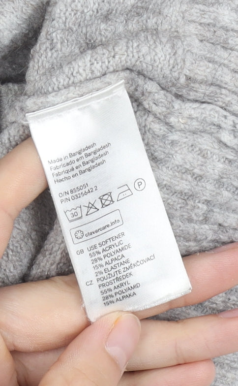 H&M Women's Grey Crew Neck Jumper Size 14