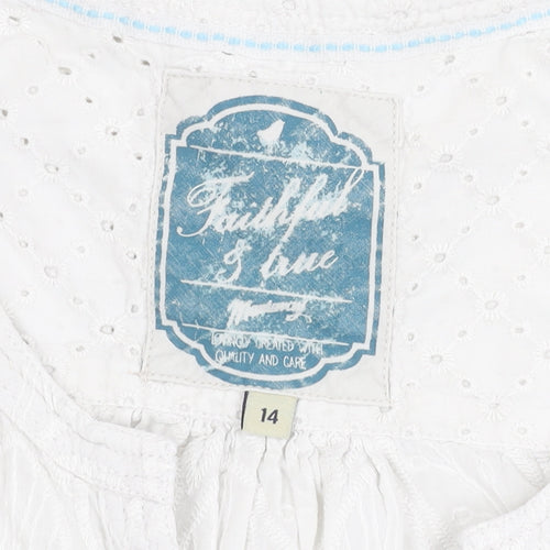 Faithful & True White Women's Blouse - Size 14, Casual