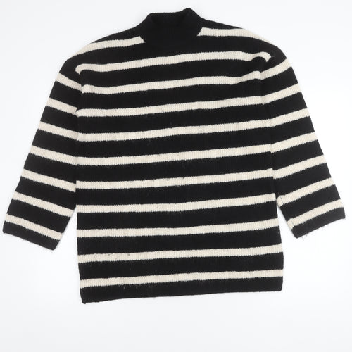 H&M Women's Black XS Striped Mock Neck Jumper