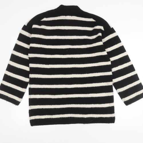 H&M Women's Black XS Striped Mock Neck Jumper