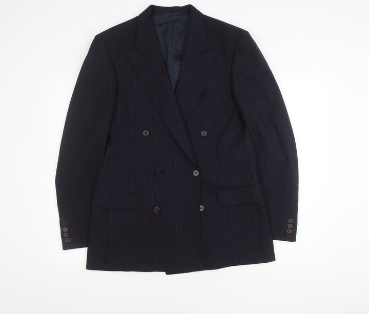 Jaeger Men's Black Striped Wool Blazer 48