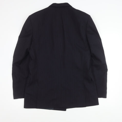 Jaeger Men's Black Striped Wool Blazer 48